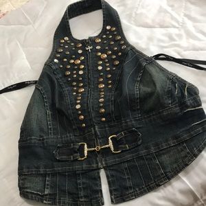 Denim halter top